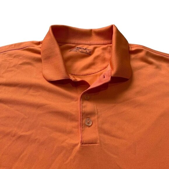 Nike Golf Polo Shirt Mens Size Large Orange FitDry Charity Logo On Sleeve Casual - Picture 2 of 5